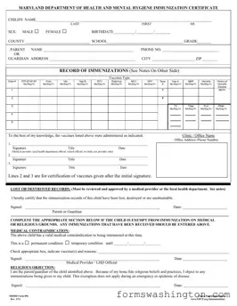 Immunization Washington State Form