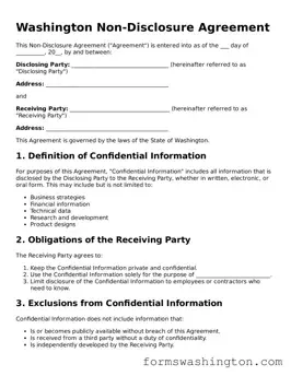 Blank Non-disclosure Agreement Template for Washington State