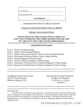 Washington County Name Change Form