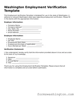 Blank Employment Verification Template for Washington State