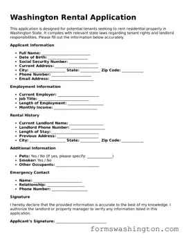 Blank Rental Application Template for Washington State