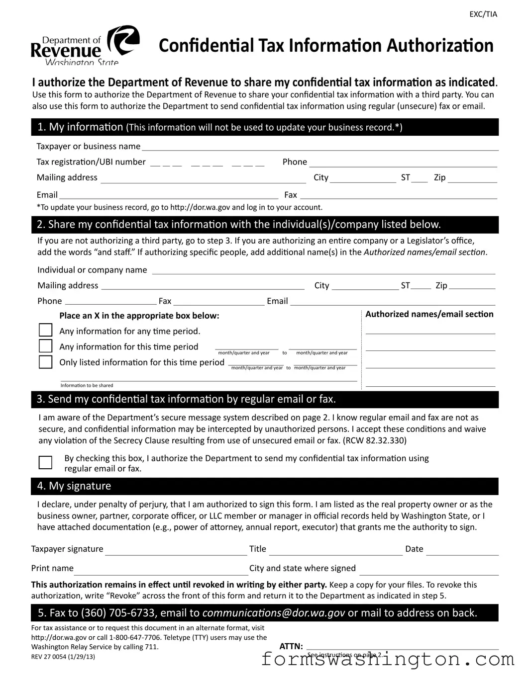 Washington 27 0054 Form